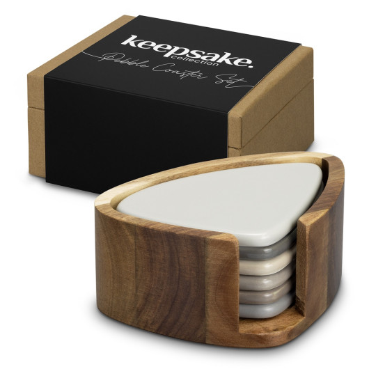 Branded Keepsake Pebble Coaster Sets